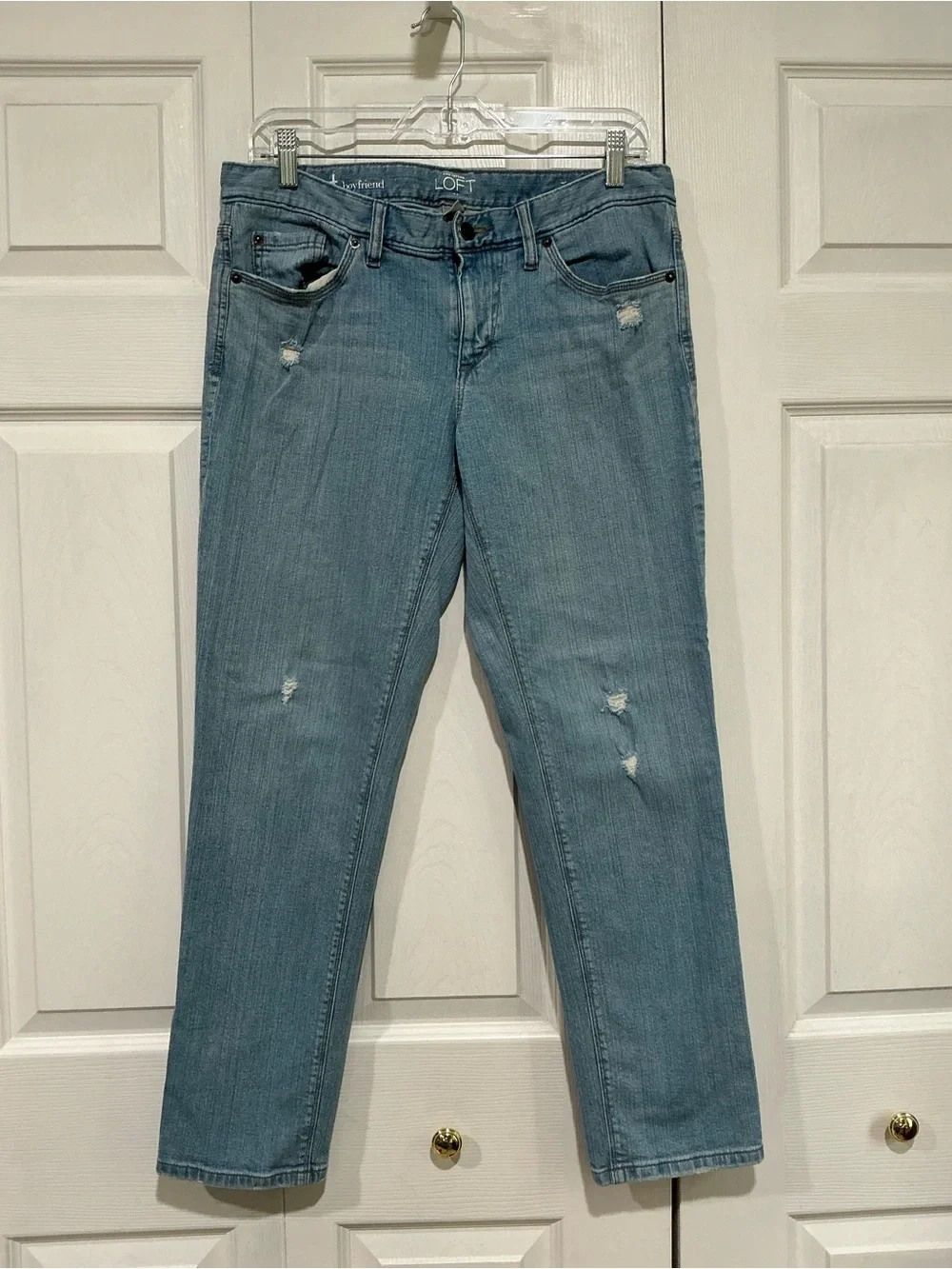 💙 Ann Taylor Loft Boyfriend Blue Distressed Denim Jeans - 4/27 (01272)